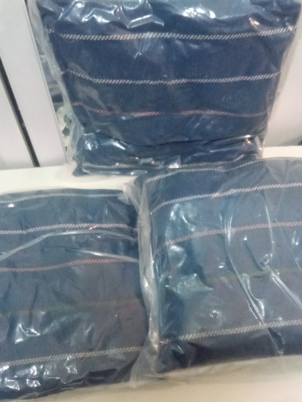 Classic Navy Stripe Pillow Set Of 3 Unbranded 14" X 15"